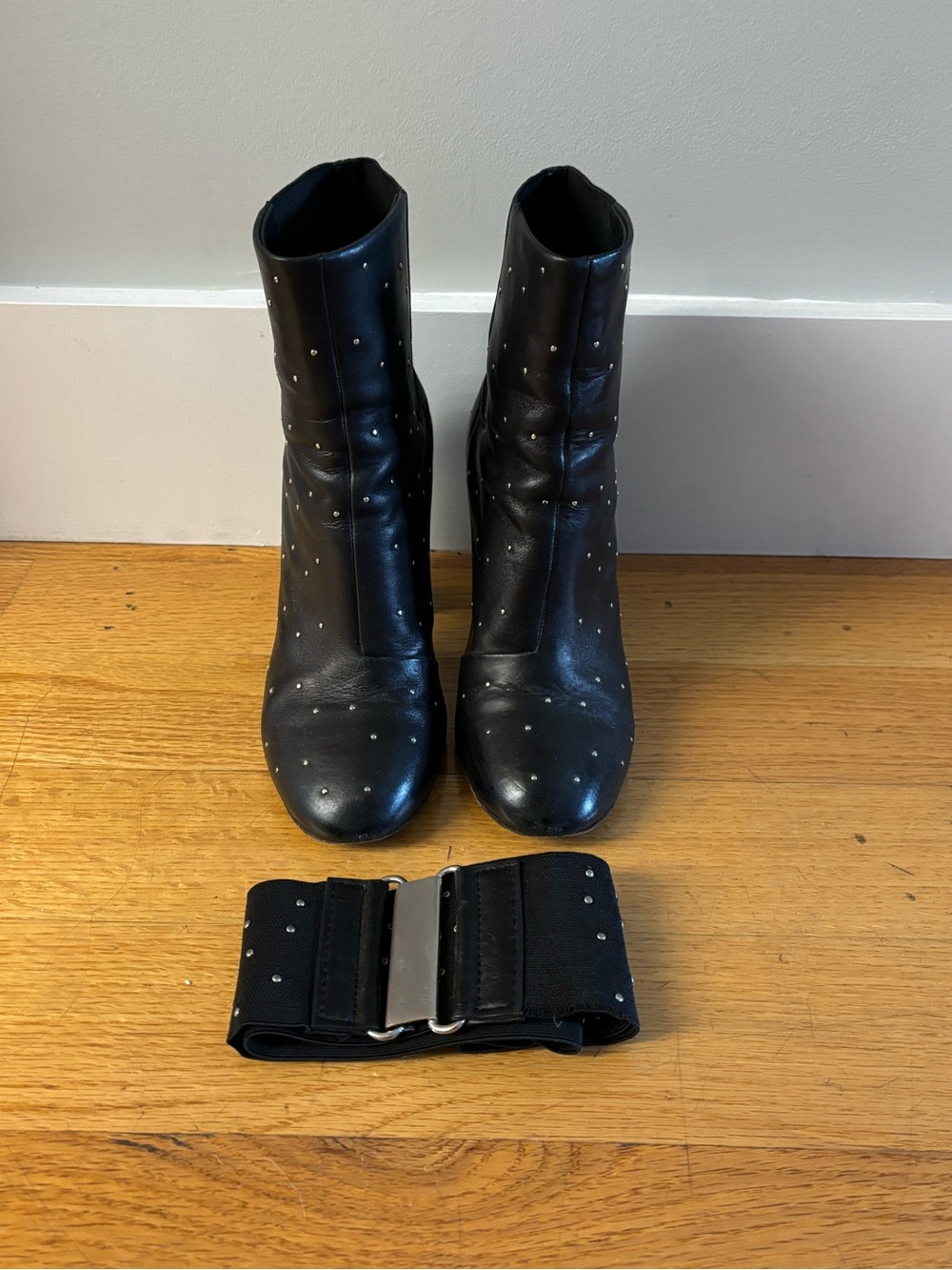 rag & bone Black Studded Leather Ankle Boots